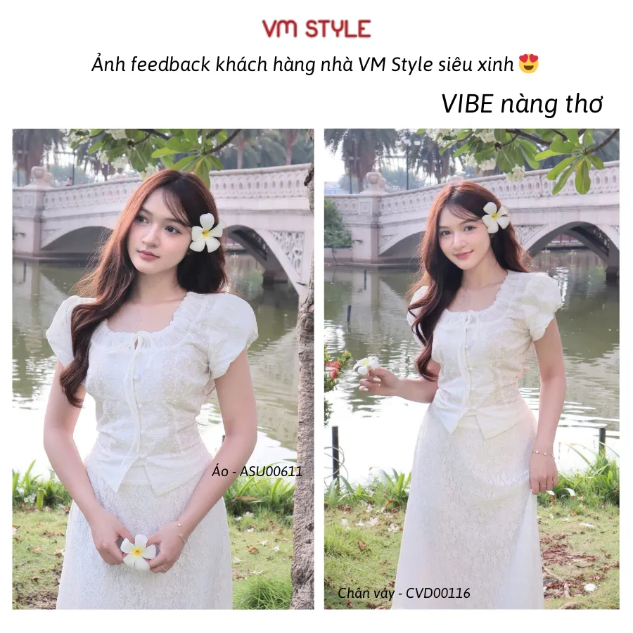 Ảnh Áo kiểu nữ, áo kiểu cổ bèo VM STYLE chất ren thêu hoa cao cấp - ASU00611 4