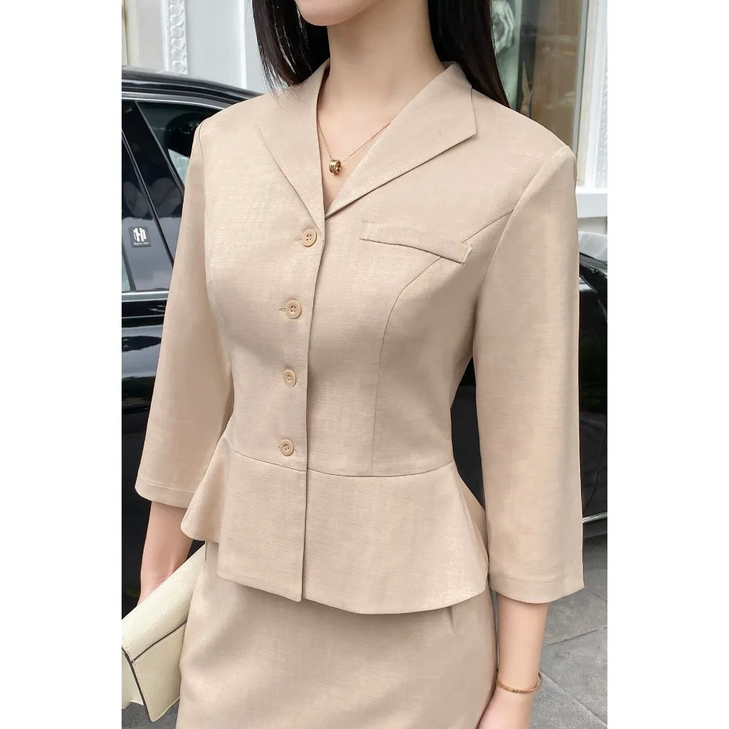 Ảnh Áo Kiểu Nữ Công Sở Dáng Peplum Tay Lỡ Cổ Bẻ LAMER O61H24Q007 3