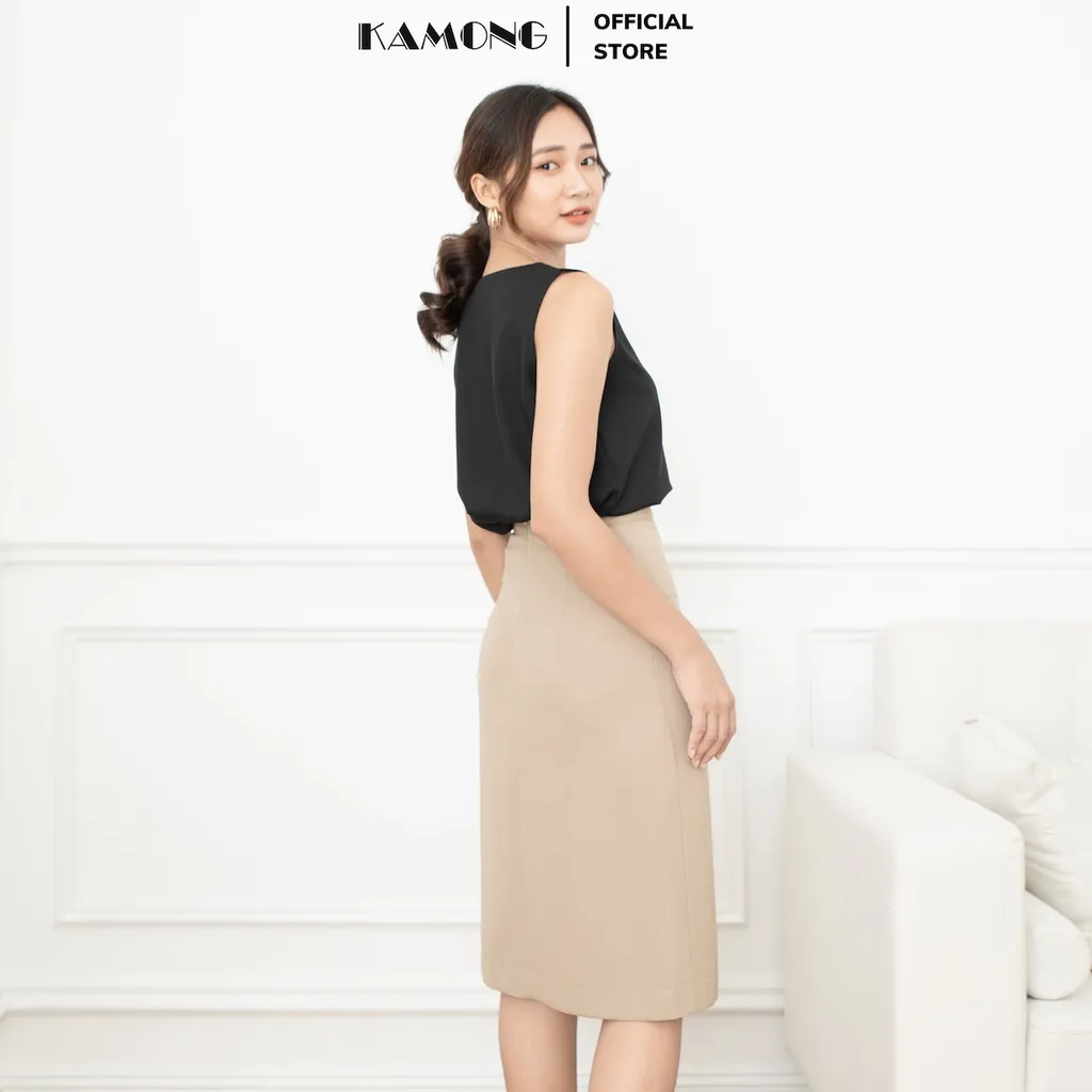 Ảnh Áo kiểu nữ sát nách cổ tim KAMONG A140 1