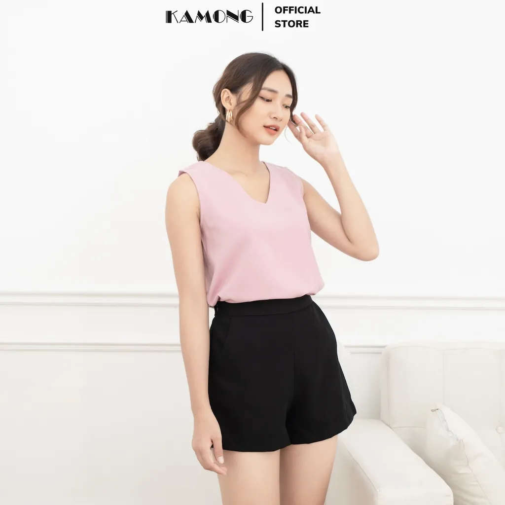 Ảnh Áo kiểu nữ sát nách cổ tim KAMONG A140 4