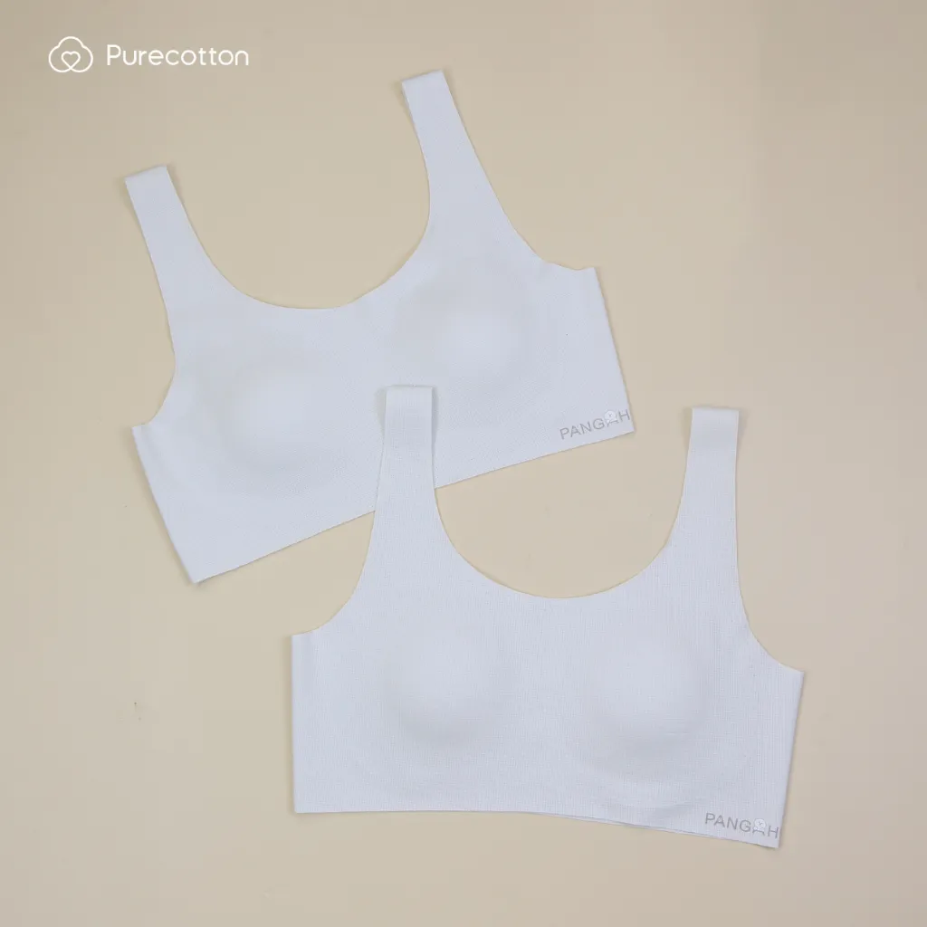 Ảnh Áo lá học sinh màu xám không viền Purecotton chất liệu cotton cao cấp Beauty Light Bra 1