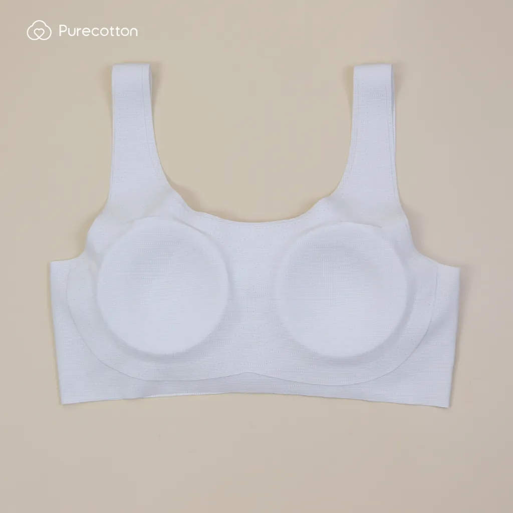 Ảnh Áo lá học sinh màu xám không viền Purecotton chất liệu cotton cao cấp Beauty Light Bra 2