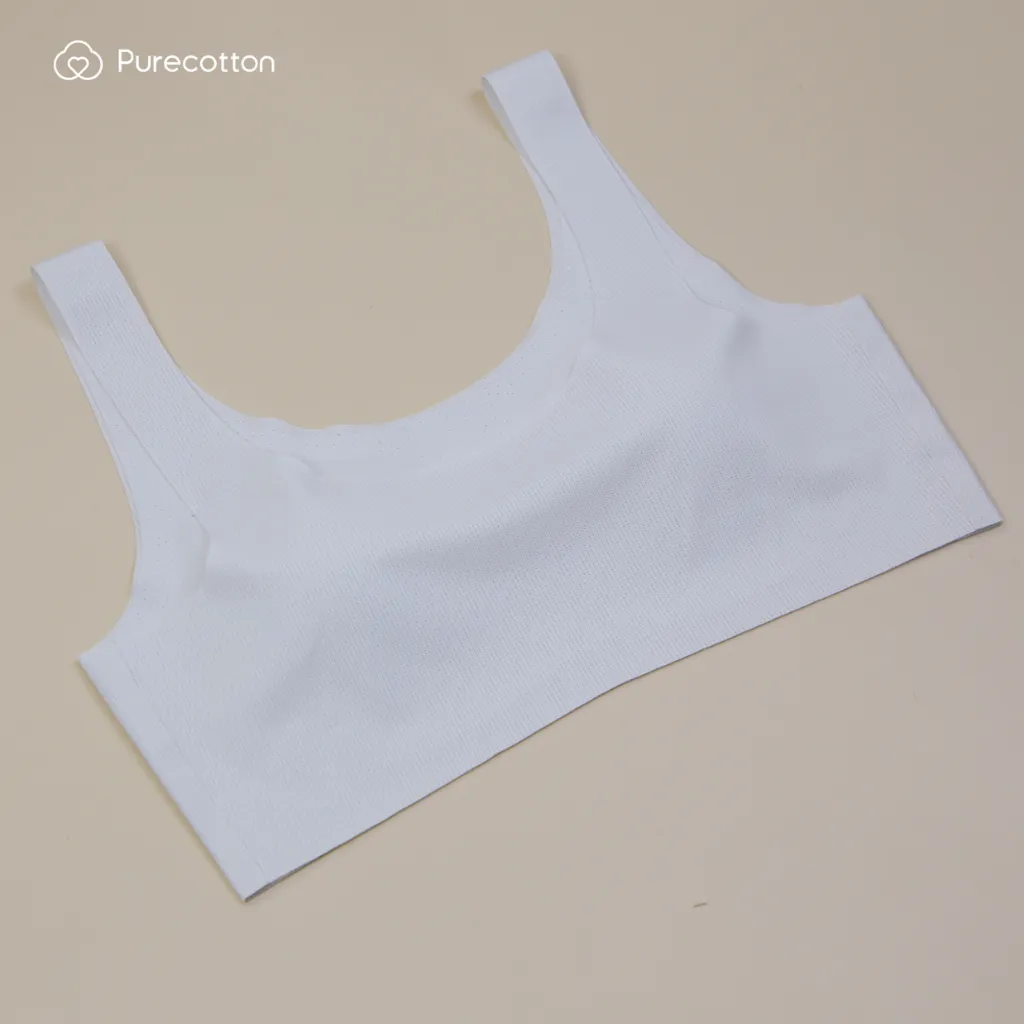 Ảnh Áo lá học sinh màu xám không viền Purecotton chất liệu cotton cao cấp Beauty Light Bra 4