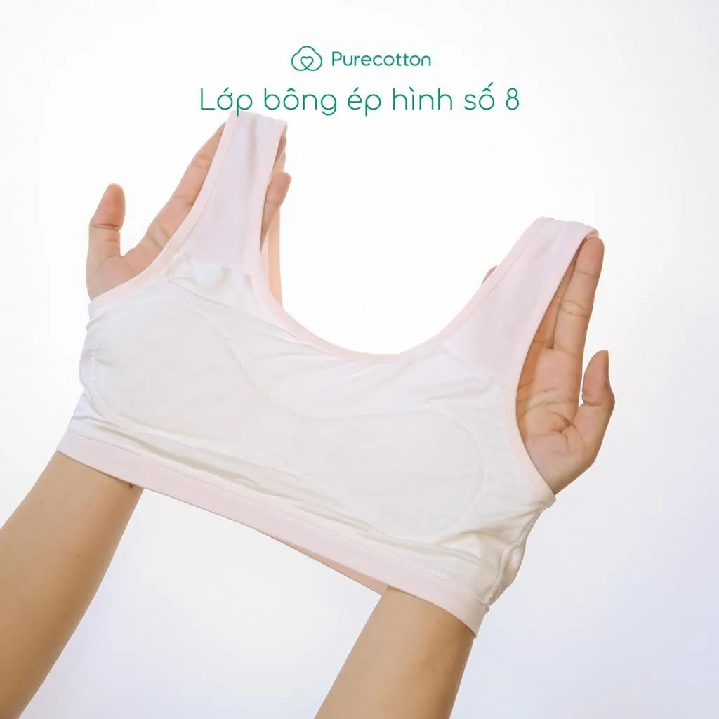 Ảnh Áo lá học sinh Purecotton cho bé gái mới lớn màu hồng sợi sồi kiểu dáng chui đầu không đệm PC118 3