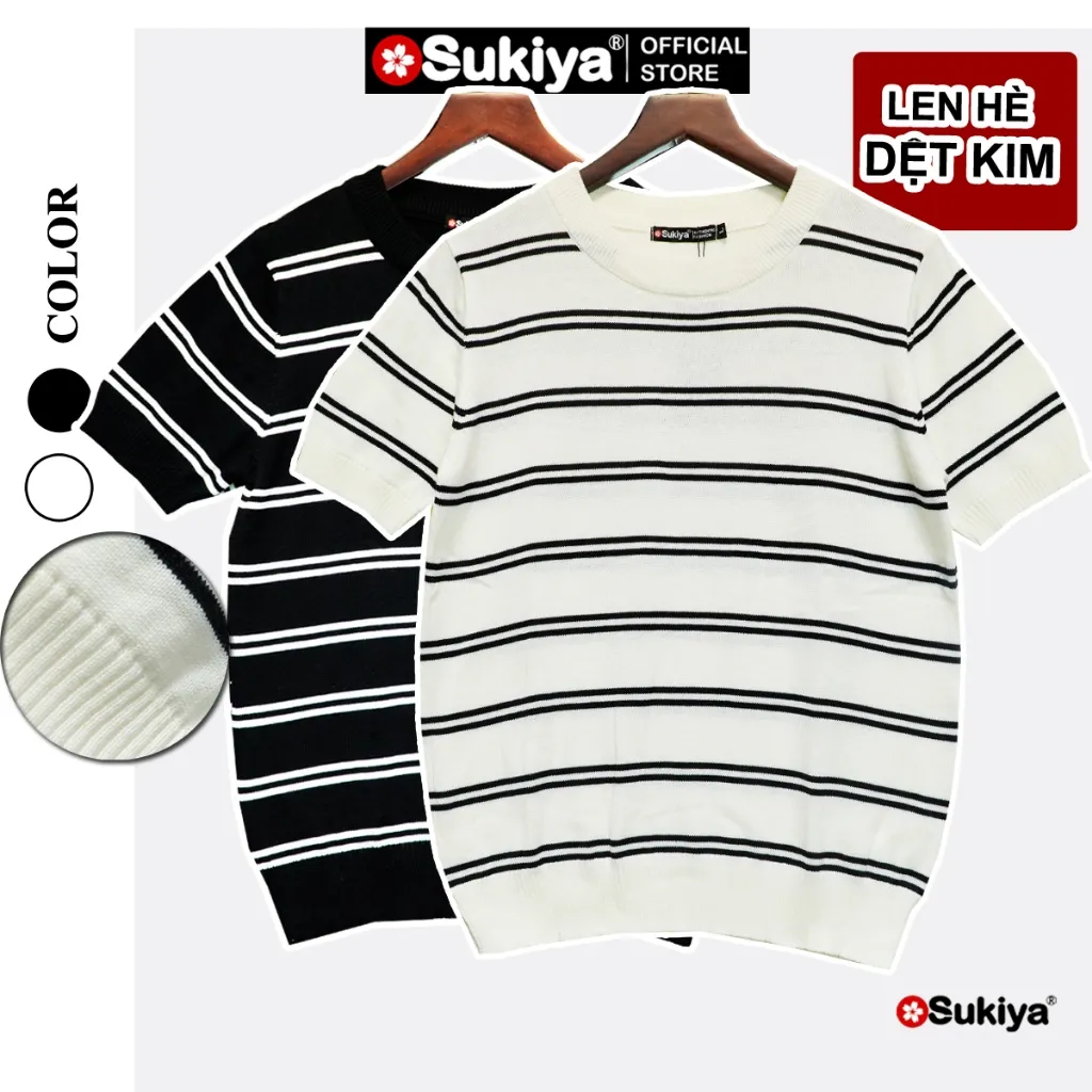 Ảnh Áo Len Dệt Kim Nam SUKIYA Premium Kẻ đôi Len Mát Cotton Thấm Mồ Hôi mùa Hè AL111 2