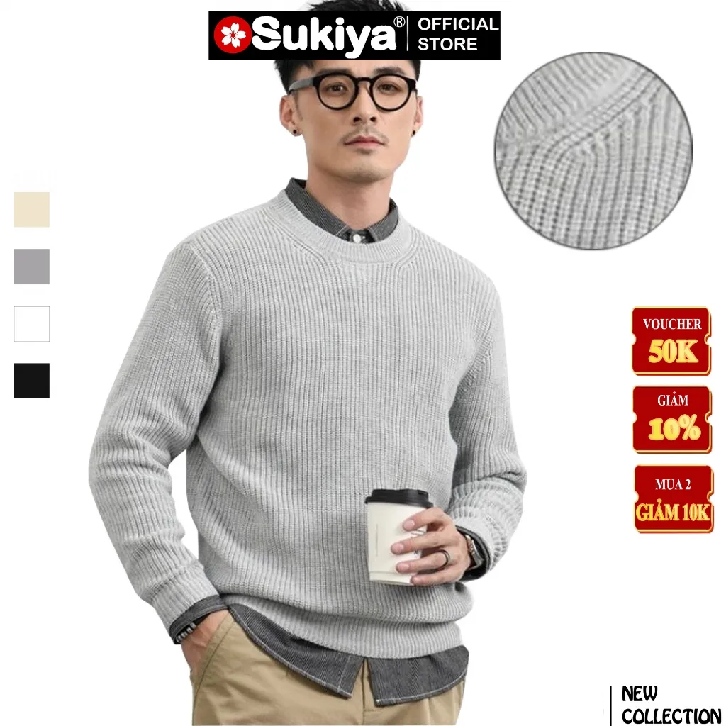 Ảnh Áo Len Nam Cổ Tròn SUKIYA Hàng Hiệu Chất dày dặn Fom Hàn Quốc đẹp AL10 2