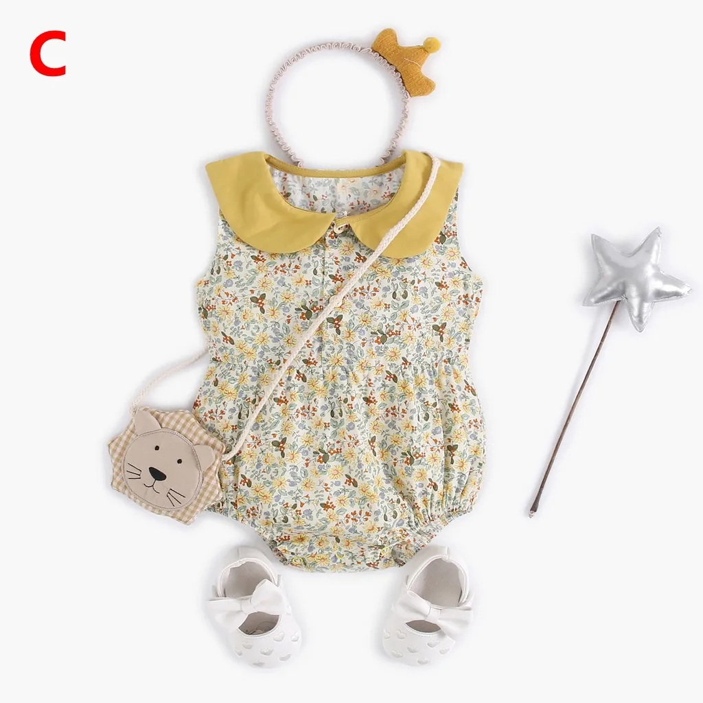 Ảnh Áo liền quần Sanlutoz bằng cotton phong cách mùa hè cho bé gái sơ sinh 3