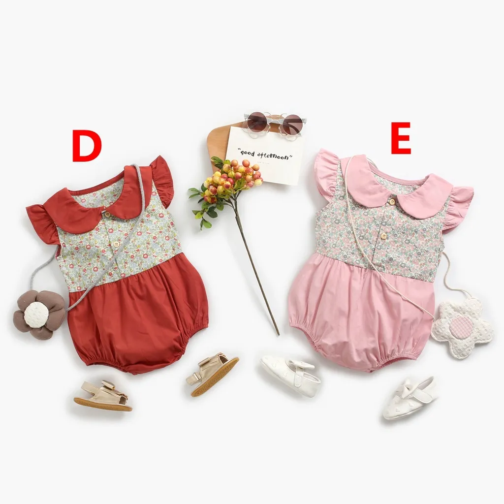 Ảnh Áo liền quần Sanlutoz bằng cotton phong cách mùa hè cho bé gái sơ sinh 4