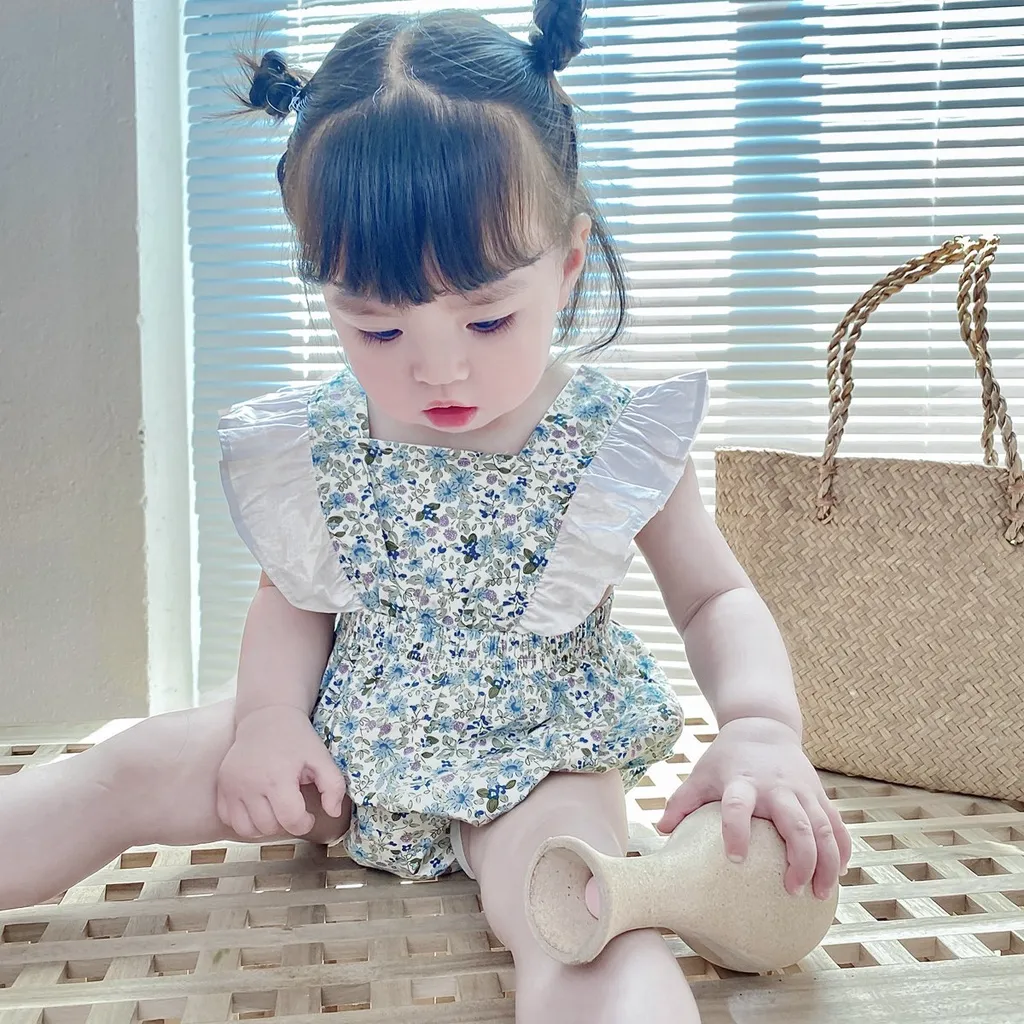 Áo Liền Quần Sanlutoz Họa Tiết Hoa Xinh Xắn Cho Bé Gái | Cotton Mềm Mại, Thời Trang Hè
