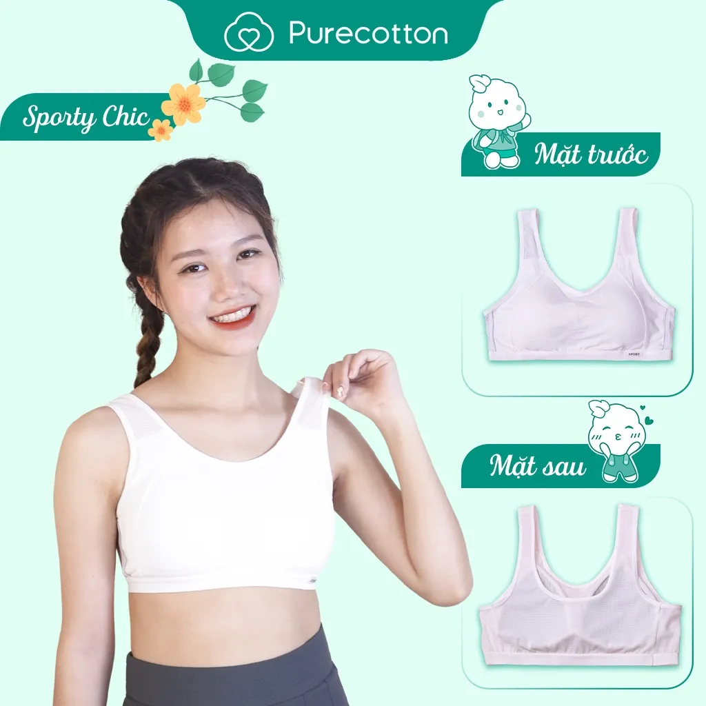 Ảnh Áo lót học sinh Purecotton cho bé gái mới lớn chất liệu cotton kiểu dáng chui đầu - đệm mỏng PC008 2
