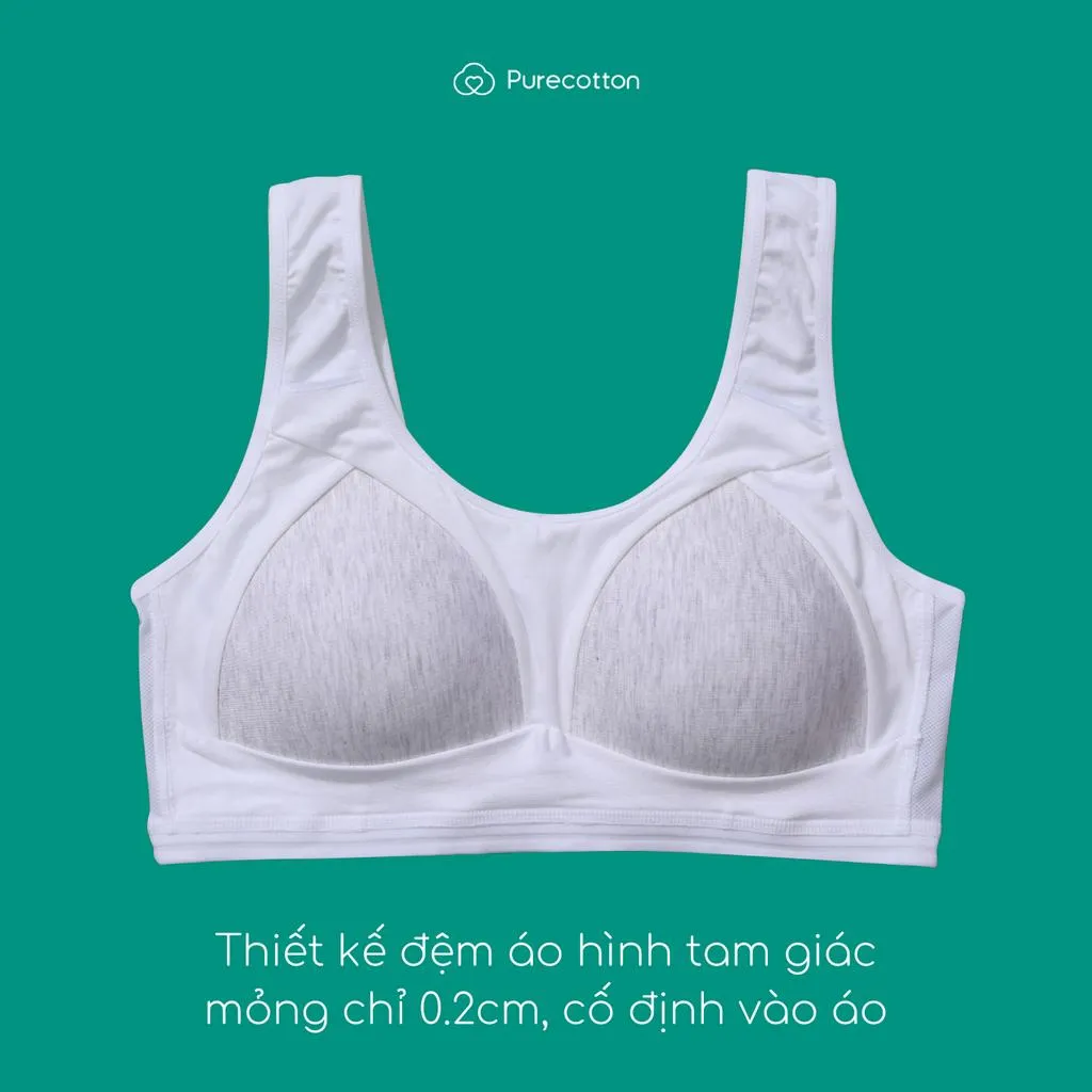 Ảnh Áo lót học sinh Purecotton MÀU XÁM cho bé gái mới lớn chất liệu cotton kiểu dáng chui đầu - đệm mỏng 3