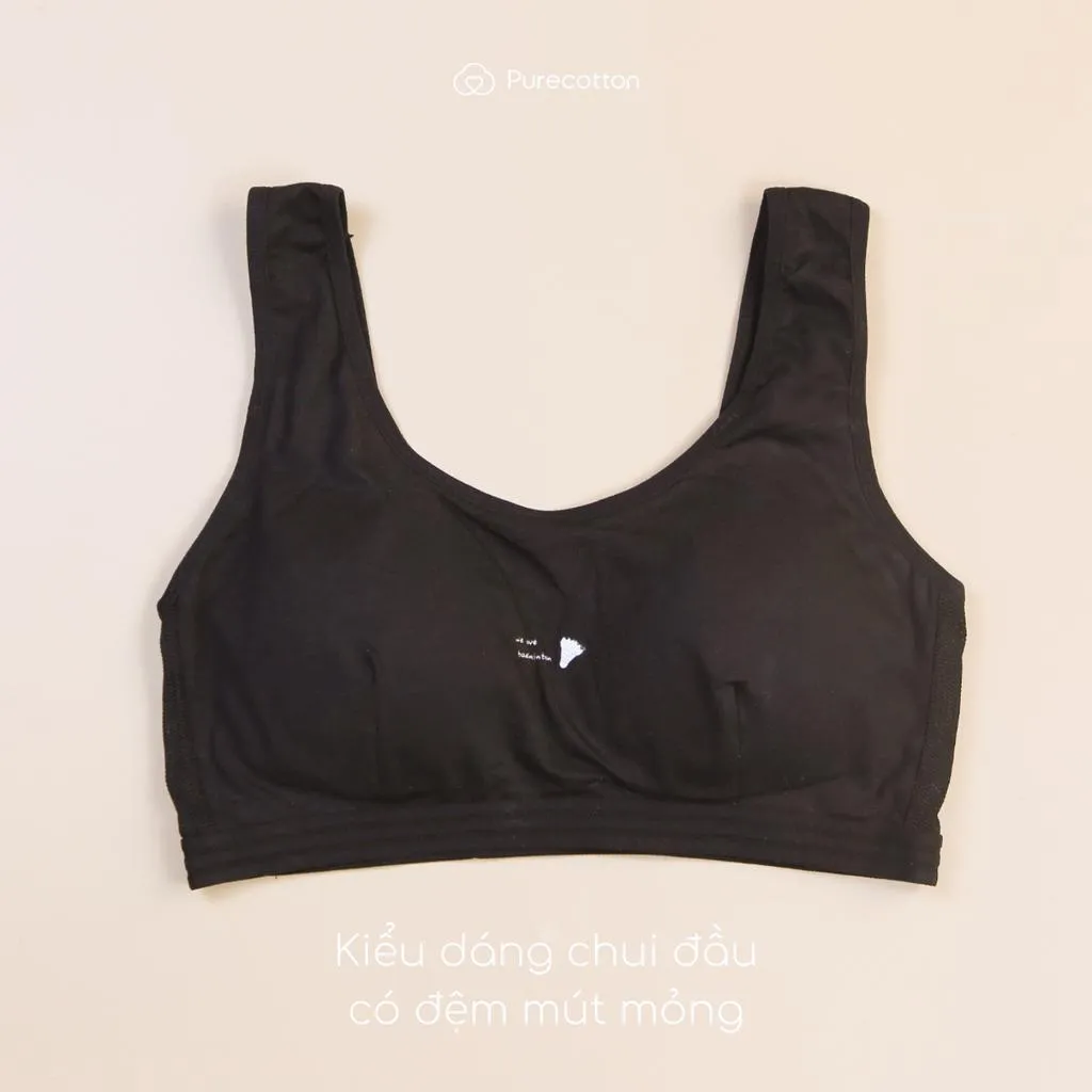 Ảnh Áo lót học sinh Purecotton MÀU ĐEN cá tính cho bé gái mới lớn chất liệu cotton cao cấp PC027 3