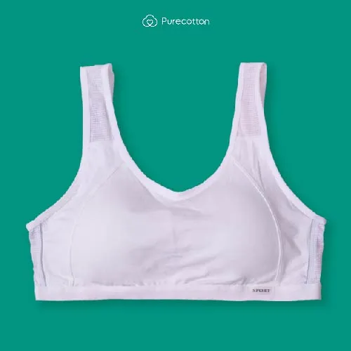 Ảnh Áo lót học sinh Sporty Chic Purecotton lưng lưới thoáng khí kiểu dáng chui đầu - đệm mỏng PC064 1