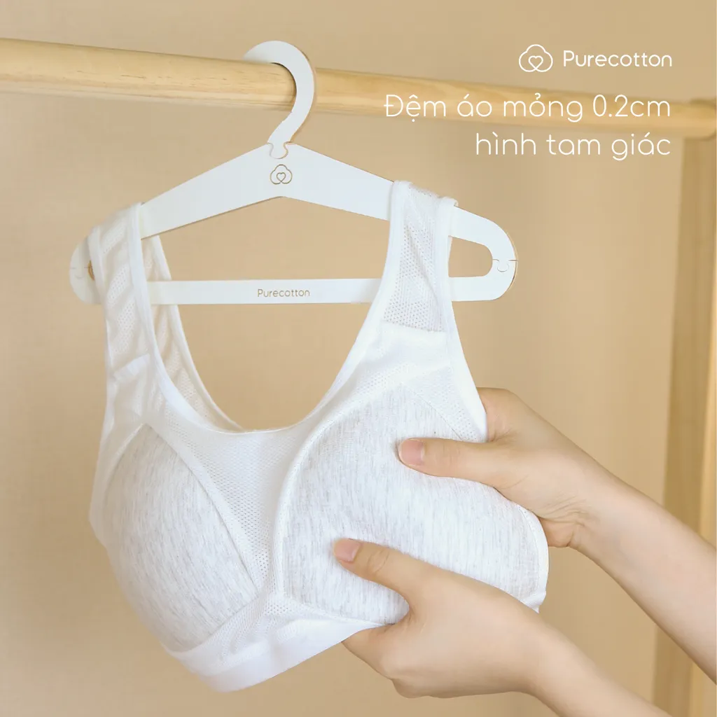 Ảnh Áo lót học sinh Sporty Chic Purecotton lưng lưới thoáng khí kiểu dáng chui đầu - đệm mỏng PC064 3