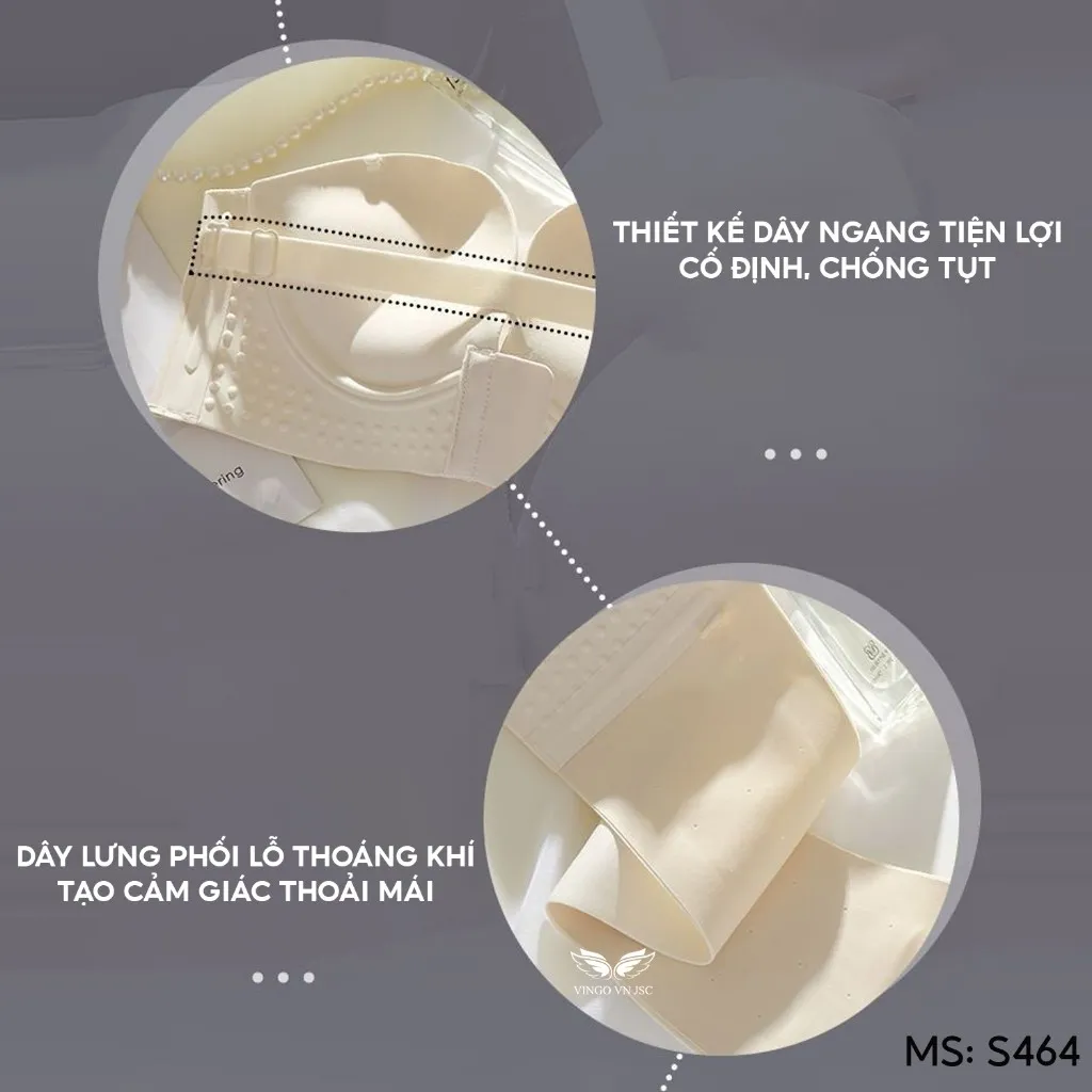 Ảnh Áo lót không dây chống tụt cài trước nâng ngực VINGO bản lưng to mặc áo hai dây áo trễ vai S464 VNGO 4
