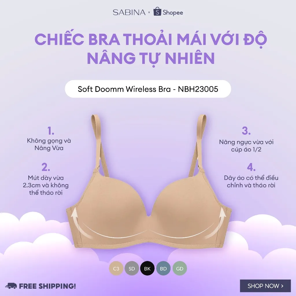 Ảnh Áo Lót Không Gọng Mút Dày Vừa Màu Trơn Soft Doomm By Sabina NBH23005 (TƯƠNG TỰ SBXH6002) 1
