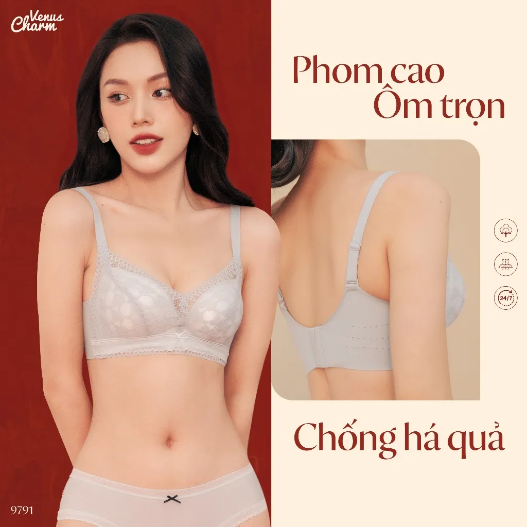 Ảnh Áo lót không gọng nâng đẩy vòng 1 tạo khe quyến rũ đệm dày 4cm Venus Charm 9291 2
