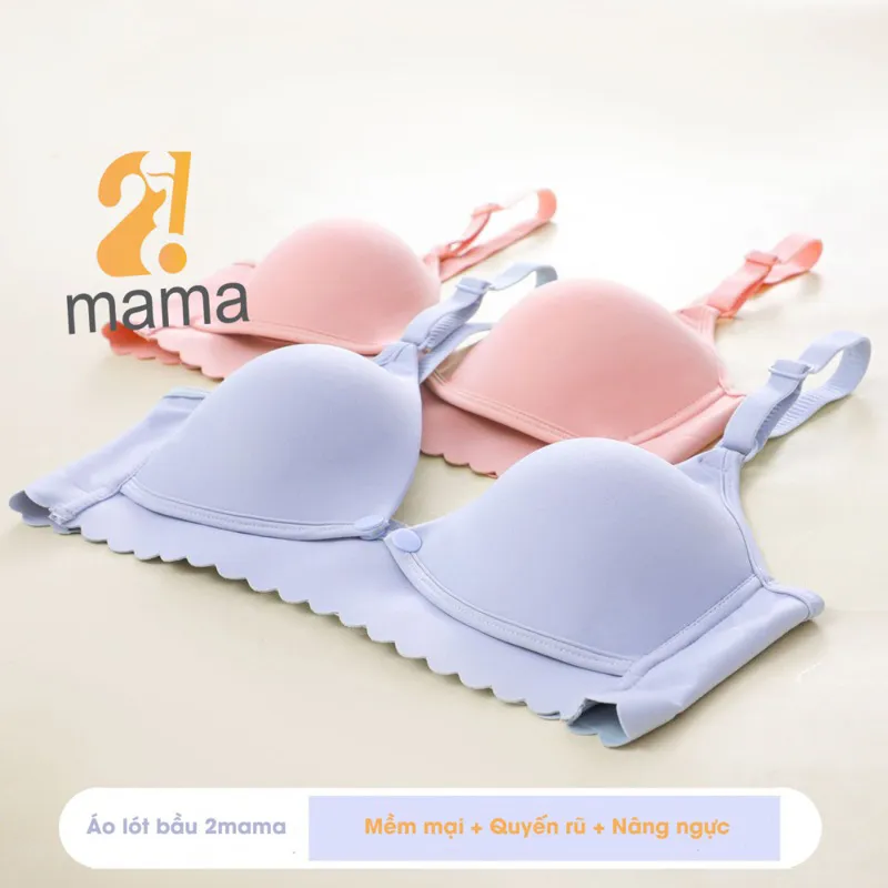 Ảnh Áo lót ngực bầu 2mama cho bé bú, chất liệu su non viền sóng mềm mại, nâng ngực, quyến rũ V185 3