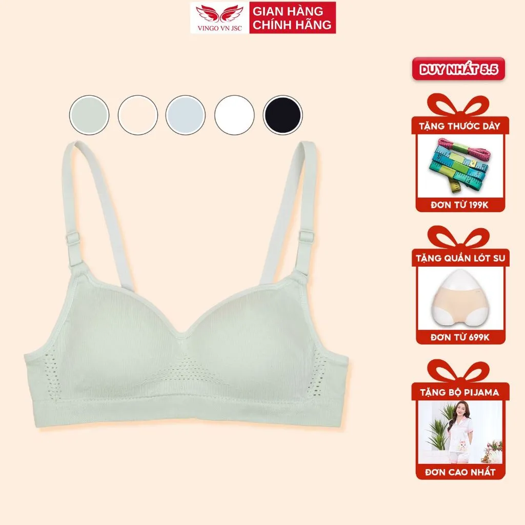 Ảnh Áo lót nữ cotton không gọng đệm mỏng VINGO chất liệu thấm hút mồ hôi co giãn thoải mái S386 VNGO 1
