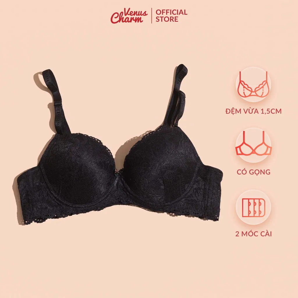 Ảnh Áo lót nữ Venus Charm KG xanh ren đệm mỏng có gọng 1