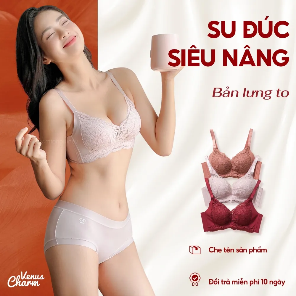 Ảnh Áo lót nữ Venus Charm ren đệm dày nâng ngực 6cm cho form ngực nhỏ bản lưng to 6018 1