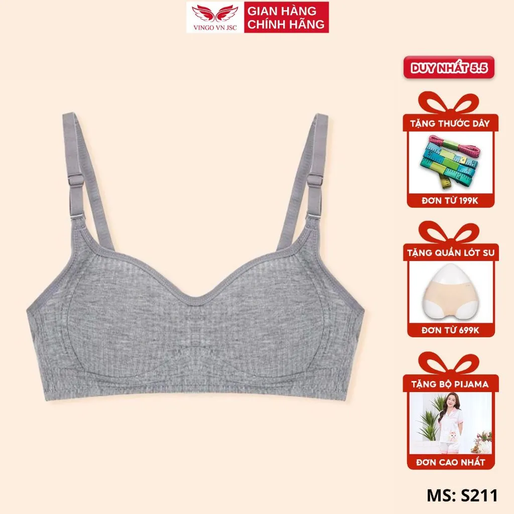Ảnh Áo ngực không gọng nữ mút mỏng 0.6cm chất cotton kháng khuẩn thoáng khí cao cấp VINGO S211 VNGO 1