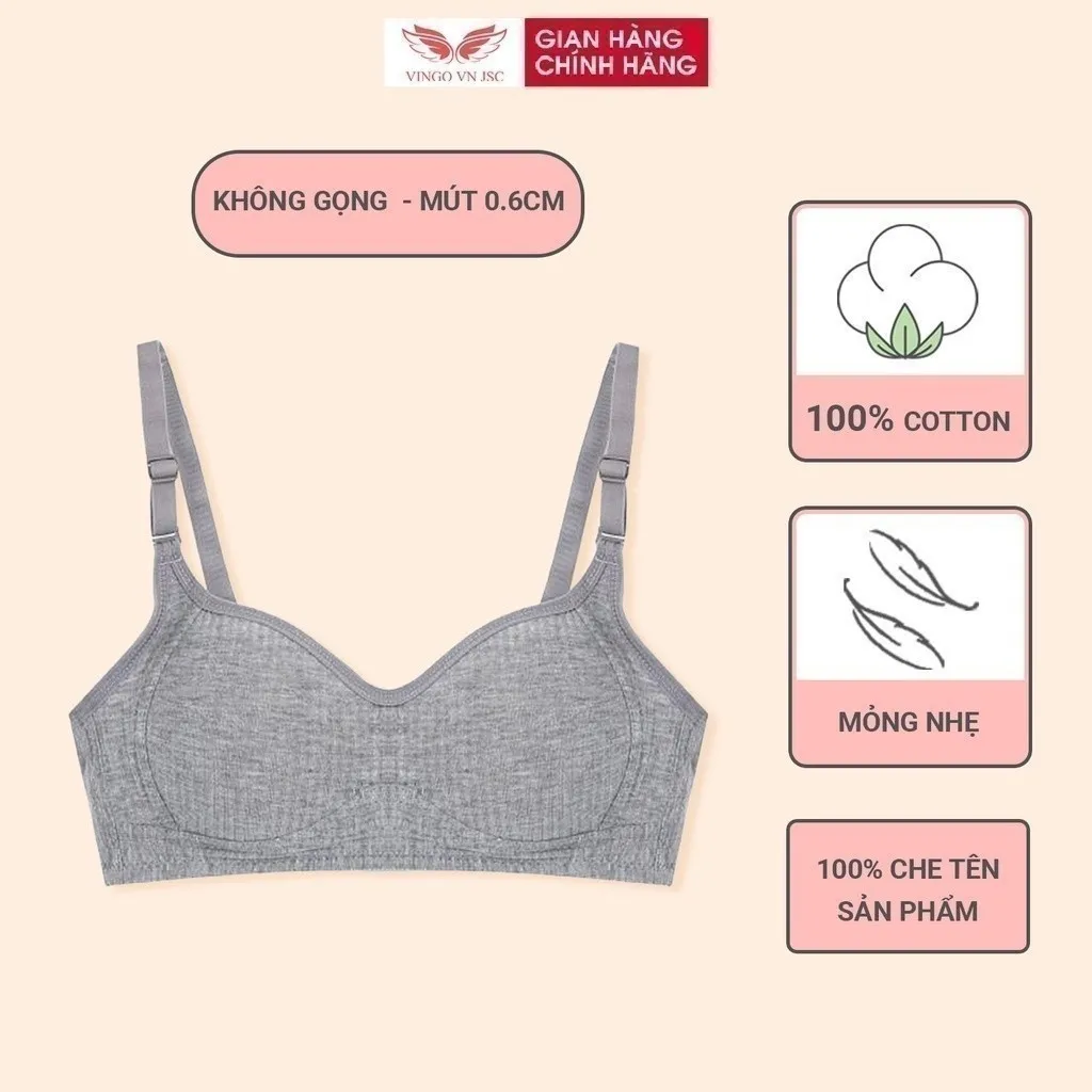 Ảnh Áo ngực không gọng nữ mút mỏng 0.6cm chất cotton kháng khuẩn thoáng khí cao cấp VINGO S211 VNGO 2
