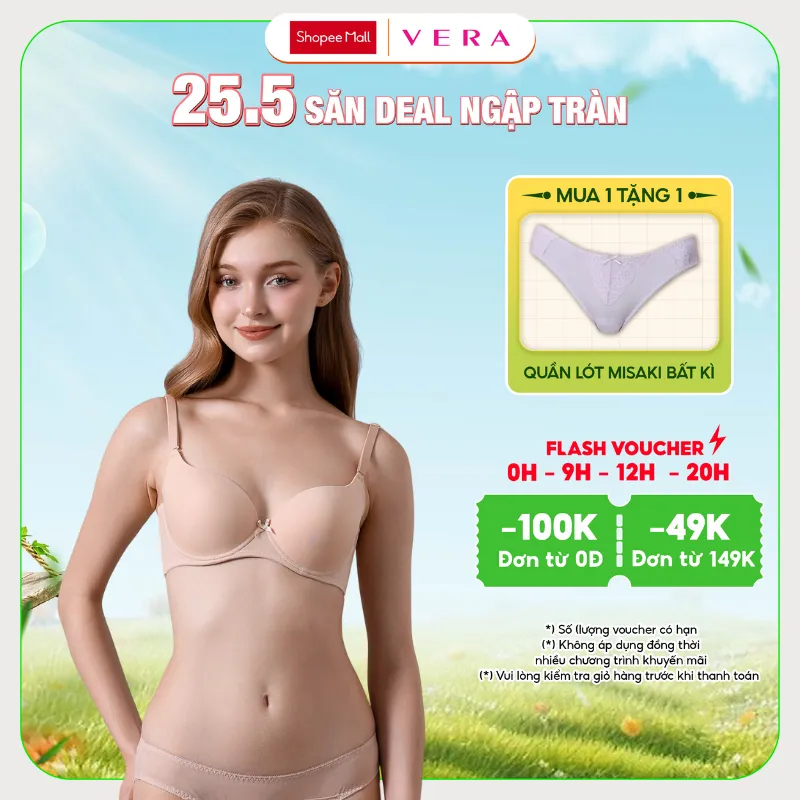 Ảnh Áo ngực Misaki full cup mút mỏng đai U dáng trơn basic -M1005 1