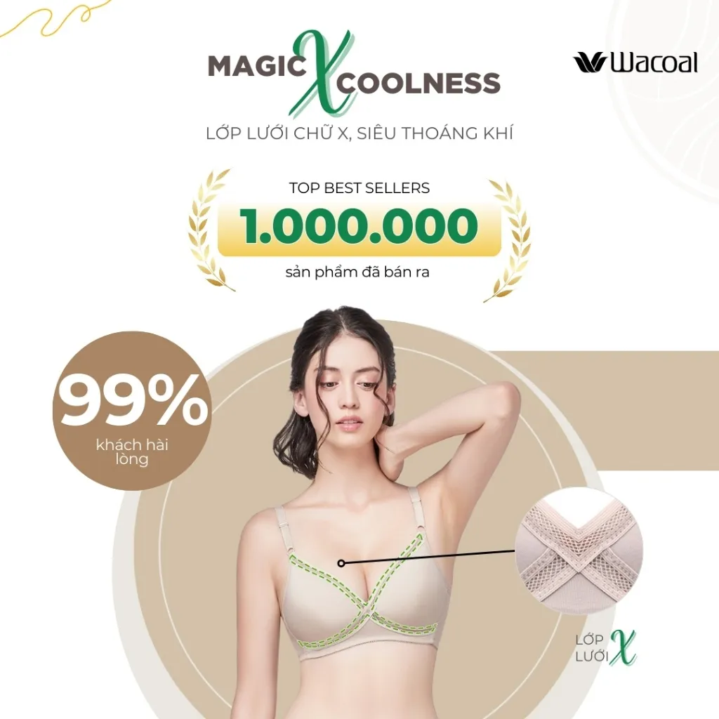 Ảnh Áo ngực nữ Wacoal không gọng mút mỏng nâng ngực chống tuột, Áo lót nữ Bigsize  bản lưng nhỏ - ILB3213 3