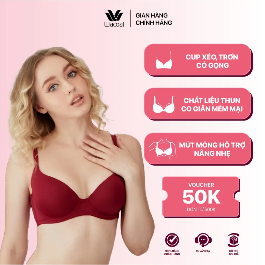 Ảnh Áo ngực nữ Wacoal mút mỏng nhẹ nâng ngực có gọng chống tuột, Áo lót bigsize bản lưng to - ILB5971 1