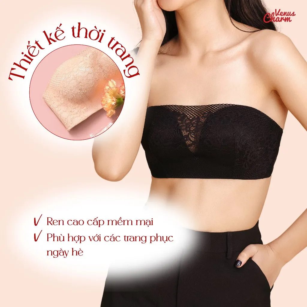 Ảnh Áo ngực quây không gọng nâng ngực viền silicon chống tụt đệm dày 3cm mút bàn tay Venus Charm 2019 4