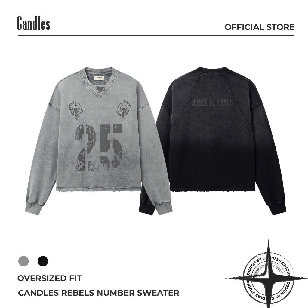 Ảnh Áo Nỉ Candles Rebels Number Oversized Unisex 1