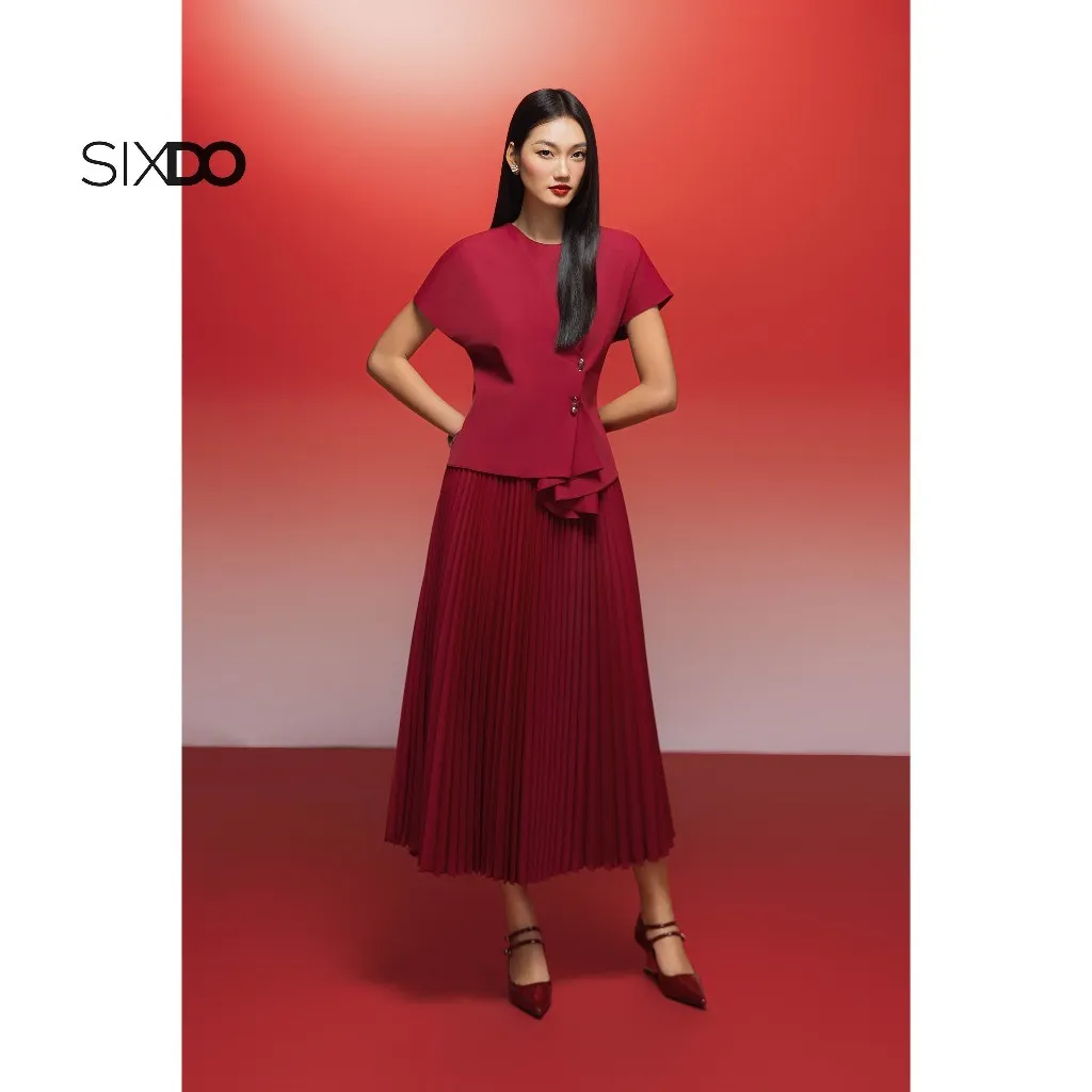 Ảnh Áo nữ cổ tròn tay ngắn SIXDO (Woven Blouse) 3