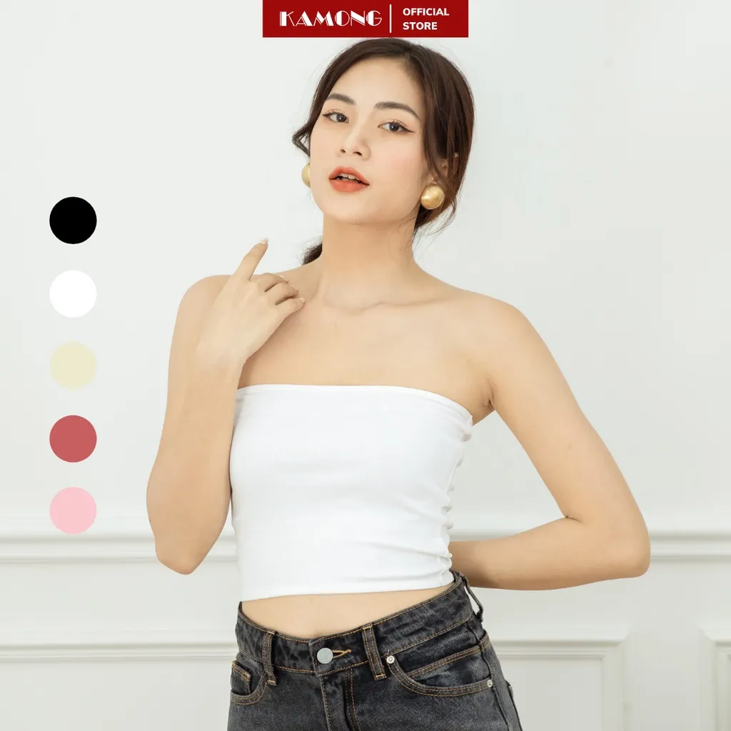Ảnh Áo ống quây ngực KAMONG không mút chất liệu thun cotton 100% co dãn nhiều màu, nhiều size A143 1