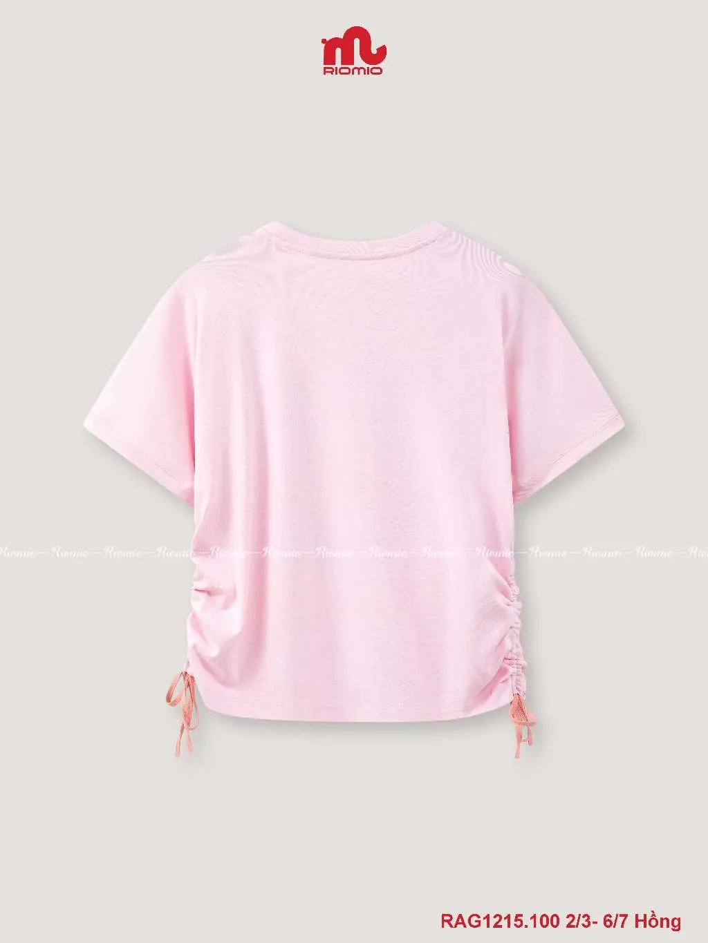Ảnh Áo phông bé gái RIOMIO áo cộc mùa hè in hình trendy, điểm nhấn dây rút cá tính RAG1215 1