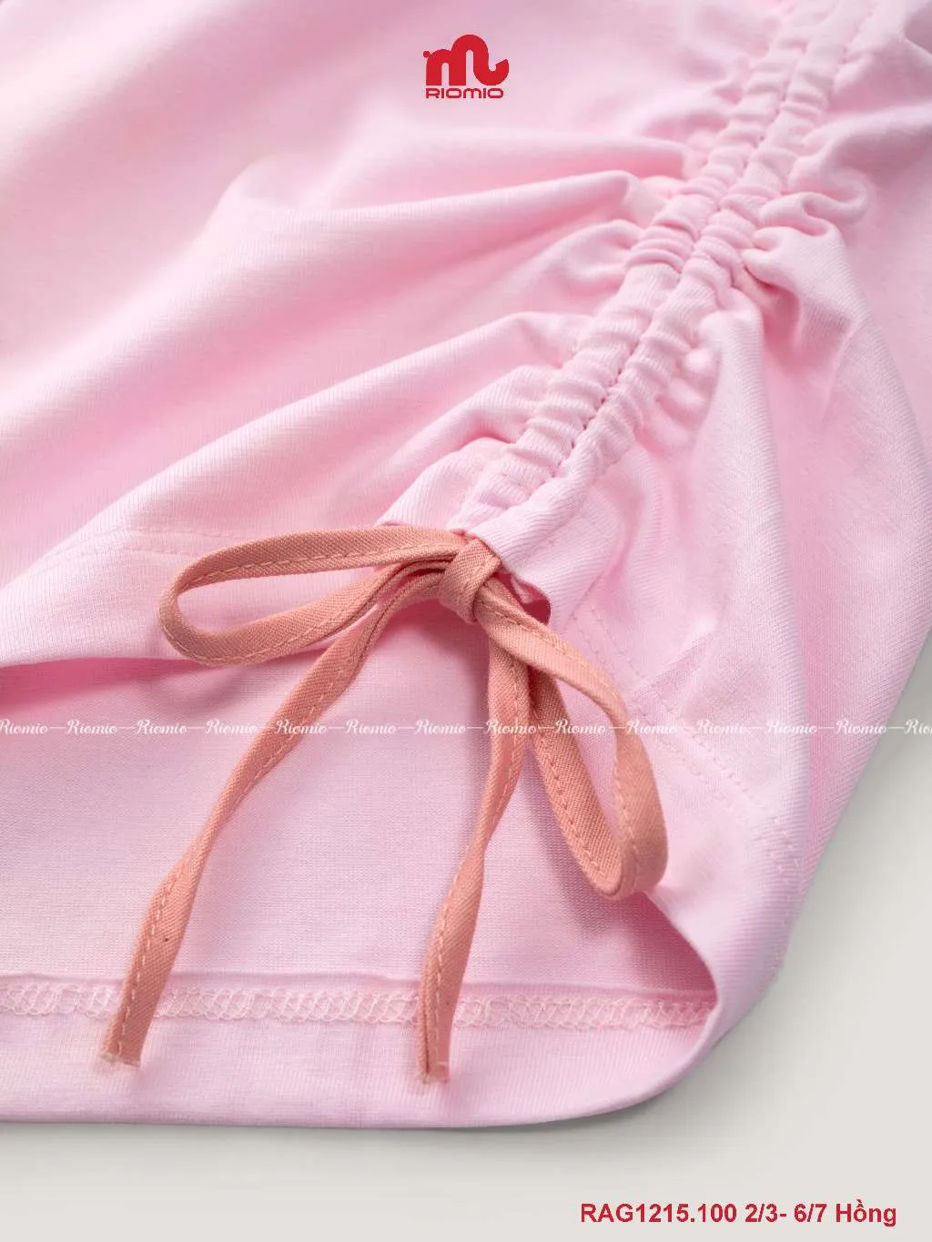 Ảnh Áo phông bé gái RIOMIO áo cộc mùa hè in hình trendy, điểm nhấn dây rút cá tính RAG1215 2