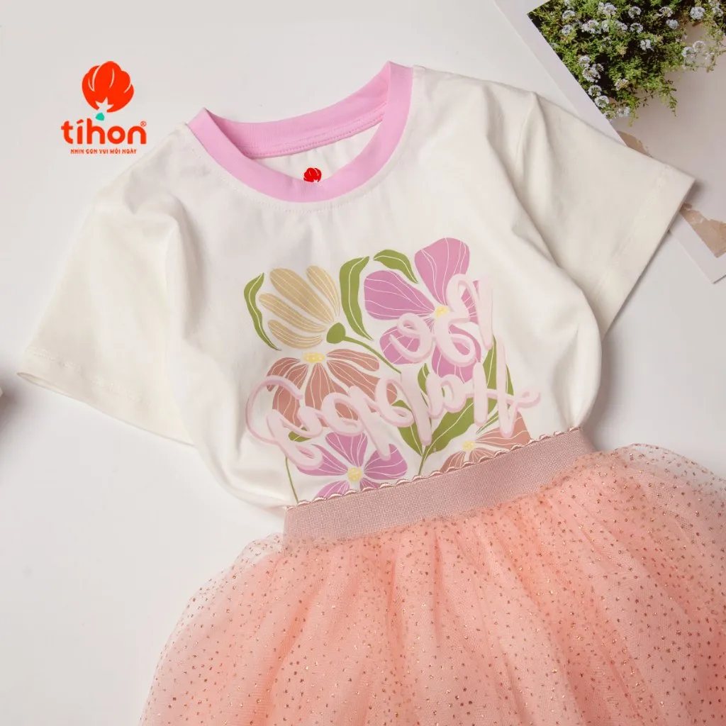 Ảnh Áo phông bé gái TIHON cao cấp chất liệu cotton cho bé từ 11kg - 44kg ACT0780685 3