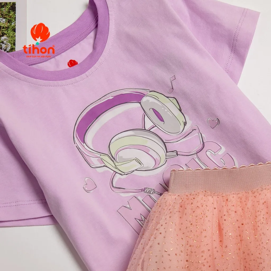 Ảnh Áo phông bé gái TIHON cao cấp chất liệu cotton cho bé từ 11kg - 44kg ACT0780685 4