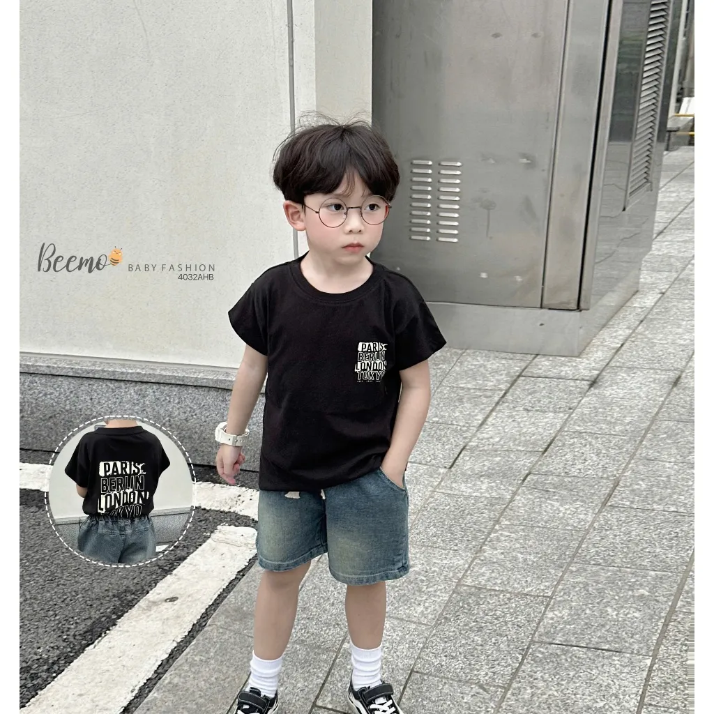 Ảnh Áo phông cộc tay Beemo cổ tròn in chữ vải cotton mềm mại mặc mùa hè cho bé 9-24kg 4032AHB 1