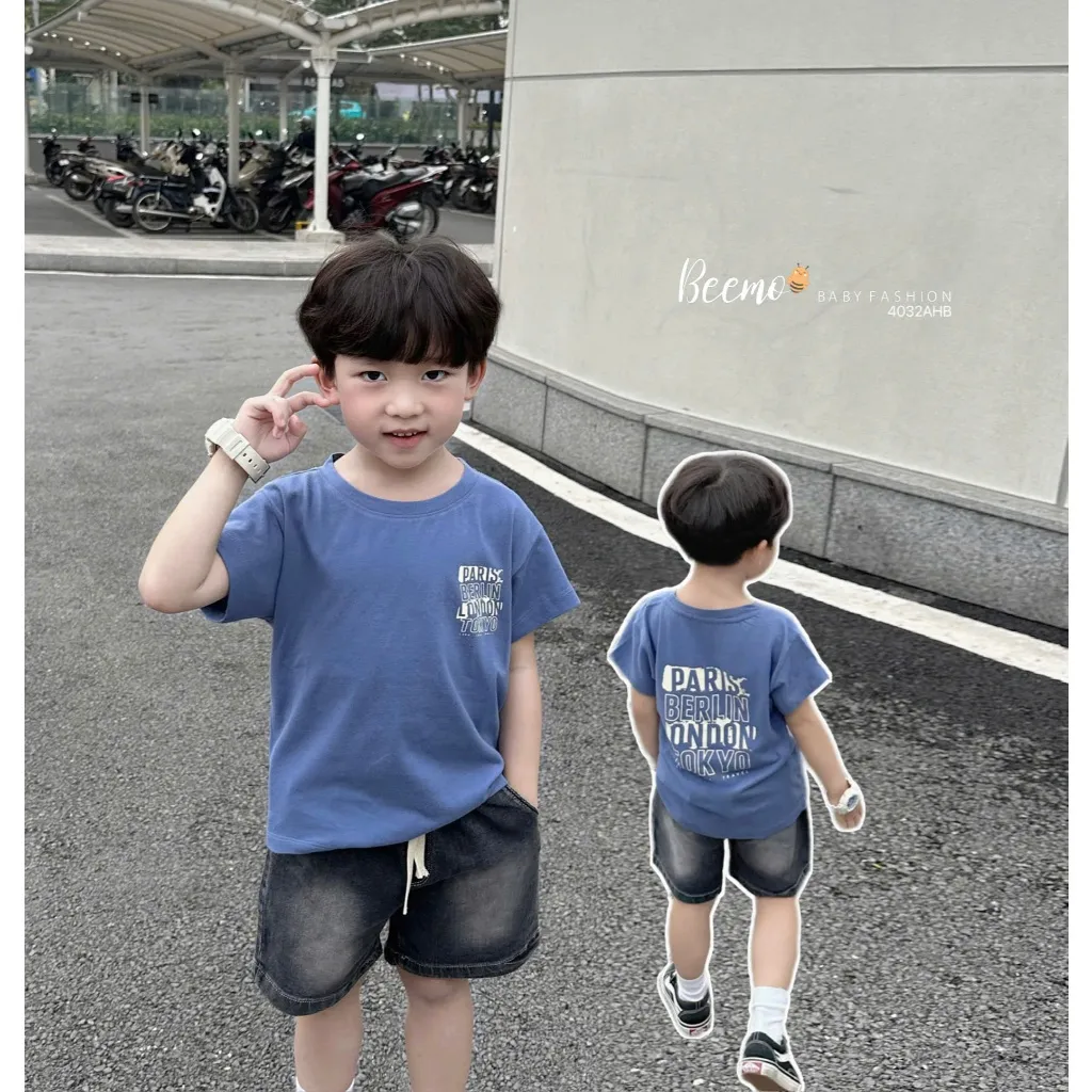 Ảnh Áo phông cộc tay Beemo cổ tròn in chữ vải cotton mềm mại mặc mùa hè cho bé 9-24kg 4032AHB 2
