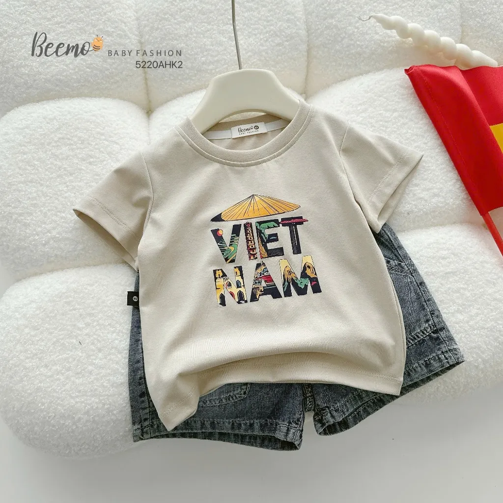 Ảnh Áo phông cộc tay Beemo in lá cờ Việt Nam vải cotton thoáng mát cho bé trai từ 9-24kg 5220AHK 4