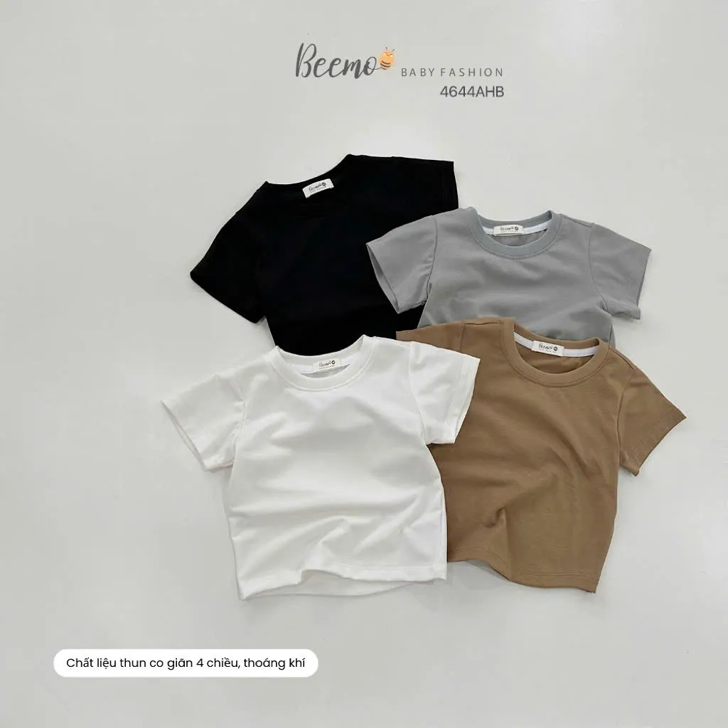 Ảnh Áo phông cộc tay Beemo trơn vải cotton 4C mềm mại mặc mùa hè cho bé 9-24kg 4644AHB 3