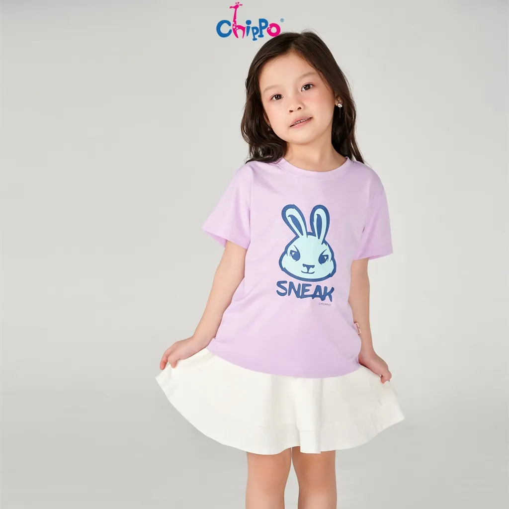 Ảnh Áo phông cộc tay cho bé gái CHIPPO chất liệu cotton thoáng mát cho bé 3 tuổi đên 10 tuổi (13-34Kg) 1