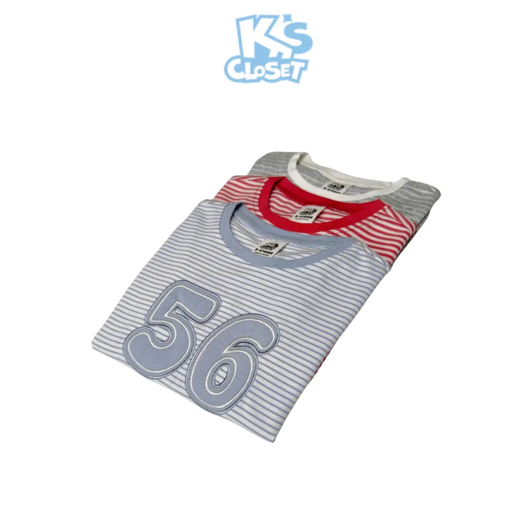 Ảnh Áo Phông Cộc Tay K'S CLOSET Chất Liệu Vải Cotton Họa Tiết Kẻ In Số Cho Bé Gái (2-14 tuổi) từ 10kg-60kg E018FIS 4