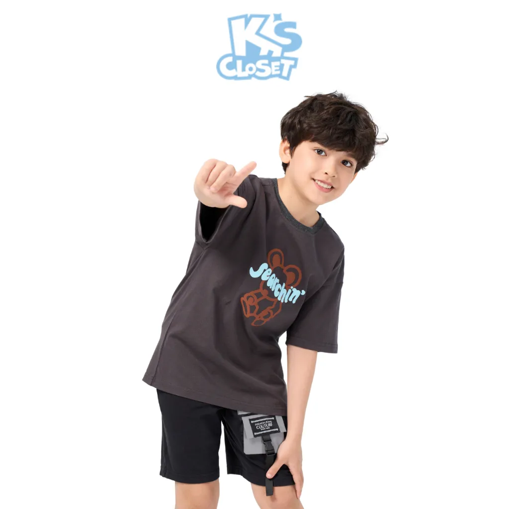 Ảnh Áo Phông Cộc Tay K'S CLOSET Chất Liệu Vải Cotton Cho Bé Trai (2-14 tuổi) từ 10kg-55kg E001FIS 1