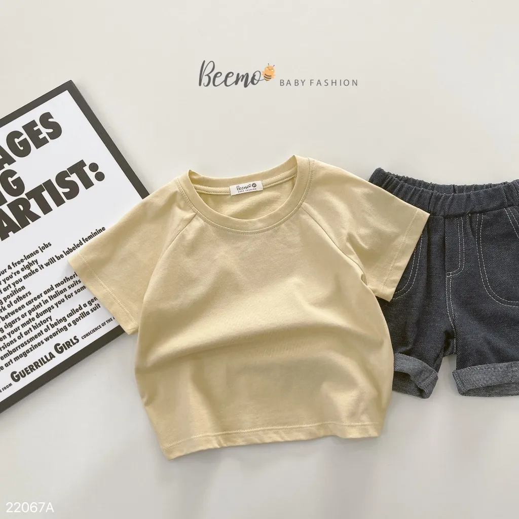 Ảnh Áo phông cộc tay trơn cho bé trai, gái Beemo, Chất liệu cotton, dáng khỏe khoắn phối đồ cực dễ B126 3