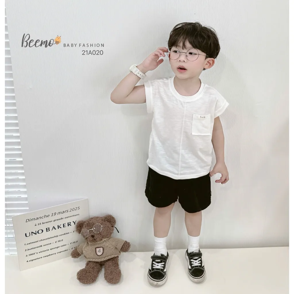 Ảnh Áo phông cotton ba lỗ Beemo cho bé trai, bé gái kiểu dáng tanktop Hàn Quốc - 21A020 4