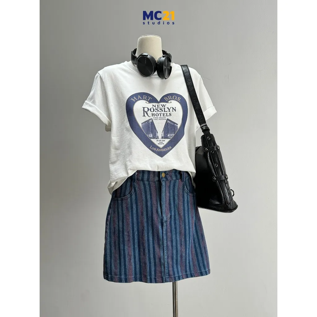 Ảnh Áo phông Hart Bros trái tim dáng vừa chất cotton co giãn nhẹ MC21.studios a4303 2
