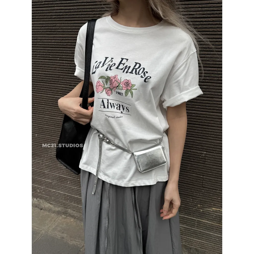 Ảnh Áo phông hình hoa chữ lavie enrose MC21.studios a4506 2