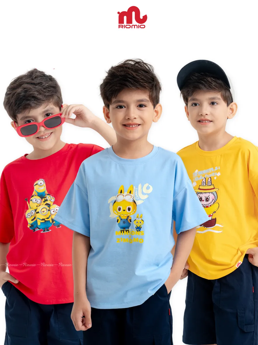 Ảnh Áo phông hot trend cho bé Riomio chất cotton thoáng mát, hình in trendy-RA977 2